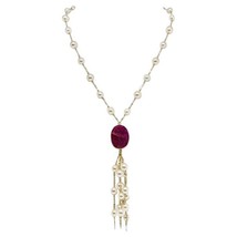 Akoya Pearl Ruby Necklace 8.25 mm 24&quot; 14k Gold Italy Certified $4,750 822486 - £1,285.02 GBP