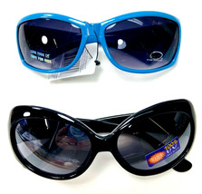  Girls Plastic Fashion Sunglasses One Blue One Black  2 Pairs - £7.33 GBP