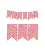 Pennant Banner Pink with Gold Glitter Dots 12 Pennants and 20 Feet Pink ... - $60.71 MXN