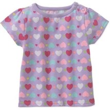 Garanimals Baby Girls Short Sleeve Shirt With Snaps Purple Hearts Size 6-9 MONTH - £6.48 GBP