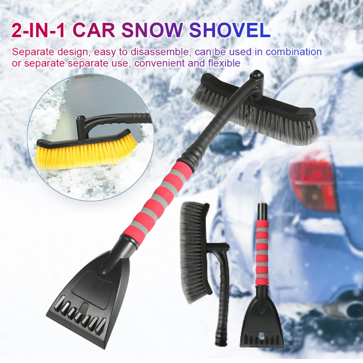 Universal Winter Car Snow Shovel Detachable Auto Cleaning Brush Car Glass Snow - £8.61 GBP+