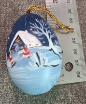 Beautiful Hand painted Ukrainian Wooden Egg Winter Christmas Scene 2 - £7.90 GBP