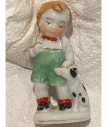 2.5&quot; Occupied Japan Vintage Figurine Boy with Dog *Pre-Owned* BT2 - $17.62 CAD