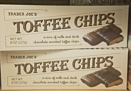 2 PACK TRADER JOE&#39;S TOFFEE CHIPS MIX OF MILK &amp; DARK CHOCOLATE 8 OZ EACH  - £21.03 GBP