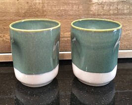 Starbucks 2008 Sage Green Coffee Espresso 8oz Dimpled Coffee Mug No Handle (2) - £19.56 GBP