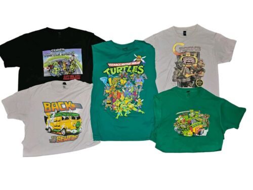 Primary image for Lot Of 5 TMNT Adult Unisex Large Short Sleeve Graphic Ninja Turtles T-Shirt