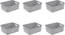 Short Weave Basket, Cement, 6-Pack, Sterilite 12726A06. - £35.90 GBP