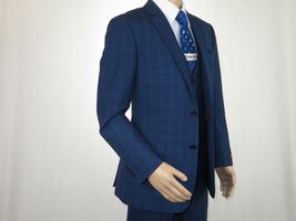 Mens Renoir 3 Piece Vested Suit Glenn Plaid Notch Lapel Business 278-2 Navy Blue image 4