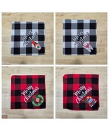 Set of 4 Dog Bandanas Merry Christmas Black Red White Plaid Check Bandan... - $5.93