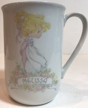 Precious Moments Cup Enesco Melissa Personalized Name Porcelain Coffee Mug 1990 - £16.61 GBP
