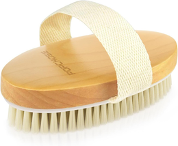 Dry Brushing Body Brush, Natural Bristle Dry Skin Exfoliating Brush Body... - $9.93