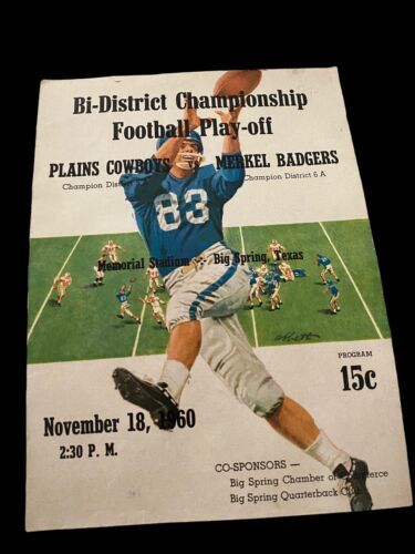 Plains Cowboys vs Merkel Badgers Championship Football Program 1960s Tex... - $22.29
