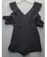 FOREVER 21 Romper Womens Small Black Solid Cold Shoulder Sleeve Back Zip... - $31.83 CAD