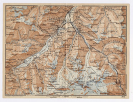 1930 Original Vintage Map Of Vicinity Of St. Moritz Samedan Alps Switzerland - $23.05