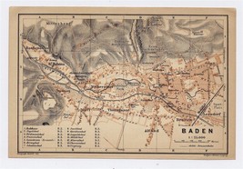 1903 Original Antique City Map Of Baden Bei Wien / Lower Austria - £17.13 GBP