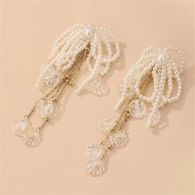 White Pearl &amp; Acrylic 18K Gold-Plated Leaf Tassel Drop Earrings - $14.99