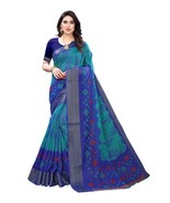 Women&#39;s Poly Cotton Printed Zari Border Saree with Blouse - $17.79