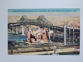 Mystic River Bridge connecting Boston Mass. with Northern New England Linen PC - £9.63 GBP
