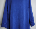 Soft Surroundings Womens Blue Cable Accents Pullover Sweater Large 100% ... - $28.99