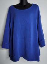 Soft Surroundings Womens Blue Cable Accents Pullover Sweater Large 100% ... - £22.71 GBP