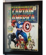 Captain America Framed Mounted Canvas Painting by Artissimo 14&quot; x 18&quot; - £29.96 GBP