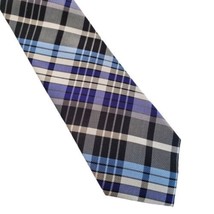 TED BAKER London Blue Black Plaid 100% Imported Silk Hand Tailored Necktie - $21.19