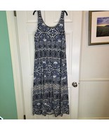 Sonoma Life + Style XL Sleeveless Boho Print Tank Dress Blue White Stretch - $18.99