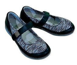 Alegria Womens Shoes Size 37 / 7.5 Black White GEM 160 Leather Fabric Ma... - $22.95