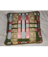 Vintage Accent Throw Pillow Floral Pink Ribbon Strips 11x11 Inch Stripe ... - £15.79 GBP
