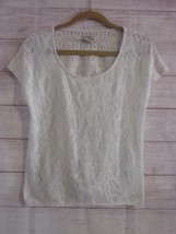 Lucky Brand Women&#39;s Size Small Ivory Cotton  Shirt Crochet Boho Top Blouse - £11.88 GBP