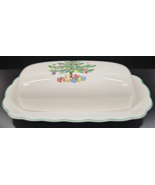 Nikko Happy Holidays Covered Butter Dish Set Christmas Tree White Green ... - £70.90 GBP