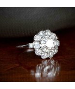 Halo Engagement Ring 2.35Ct White Moissanite Diamond 14k White Gold in S... - £218.64 GBP
