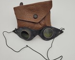 Vintage German? Ultrasin 75% Childs Driving Flying Leather Goggles Yello... - $148.49
