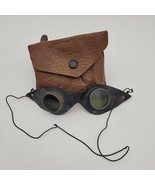 Vintage German? Ultrasin 75% Childs Driving Flying Leather Goggles Yello... - $148.49