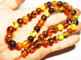 Islamic 45 Prayer beads Natural Baltic Amber Rosary pressed Kehribar Tesbih - £106.44 GBP