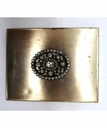 Vtg Compact with Rhinestone Studded Center Accent Gold Tone Women Accessory - $13.00
