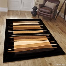 Rugs Area Rugs Carpets 8x10 Rug Modern Large Floor Black Brown Bedroom 5x7 Rugs - £96.34 GBP+