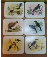 New Zealand Birds Kiwi World Coasters Set of 6 Cork Back King Fisher Tui... - $28.51
