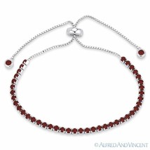 2.8mm Simulated Garnet Cubic Zirconia .925 Sterling Silver Bolo Tennis Bracelet - £33.52 GBP