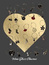 Golden Beauty and Glamour Themed Pendant Wine Glass Stemware Drink Marke... - $6.95