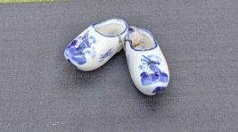 Vintage Blue Holland Dutch Hand Painted Windmill Porcelain Clogs  2&quot; Long - $7.49