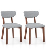 Dining Chairs Set of 2 Upholstered Mid-Back Chairs with Solid Rubber Woo... - $195.58 CAD
