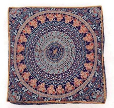 Traditional Jaipur Square Mandala Floor Cushion Decorative Throw Pillowc... - £15.63 GBP