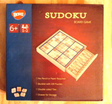 Bohs Wooden Sudoku Board Game W/book of 100 Puzzles - Includes 98 Tile P... - £27.08 GBP