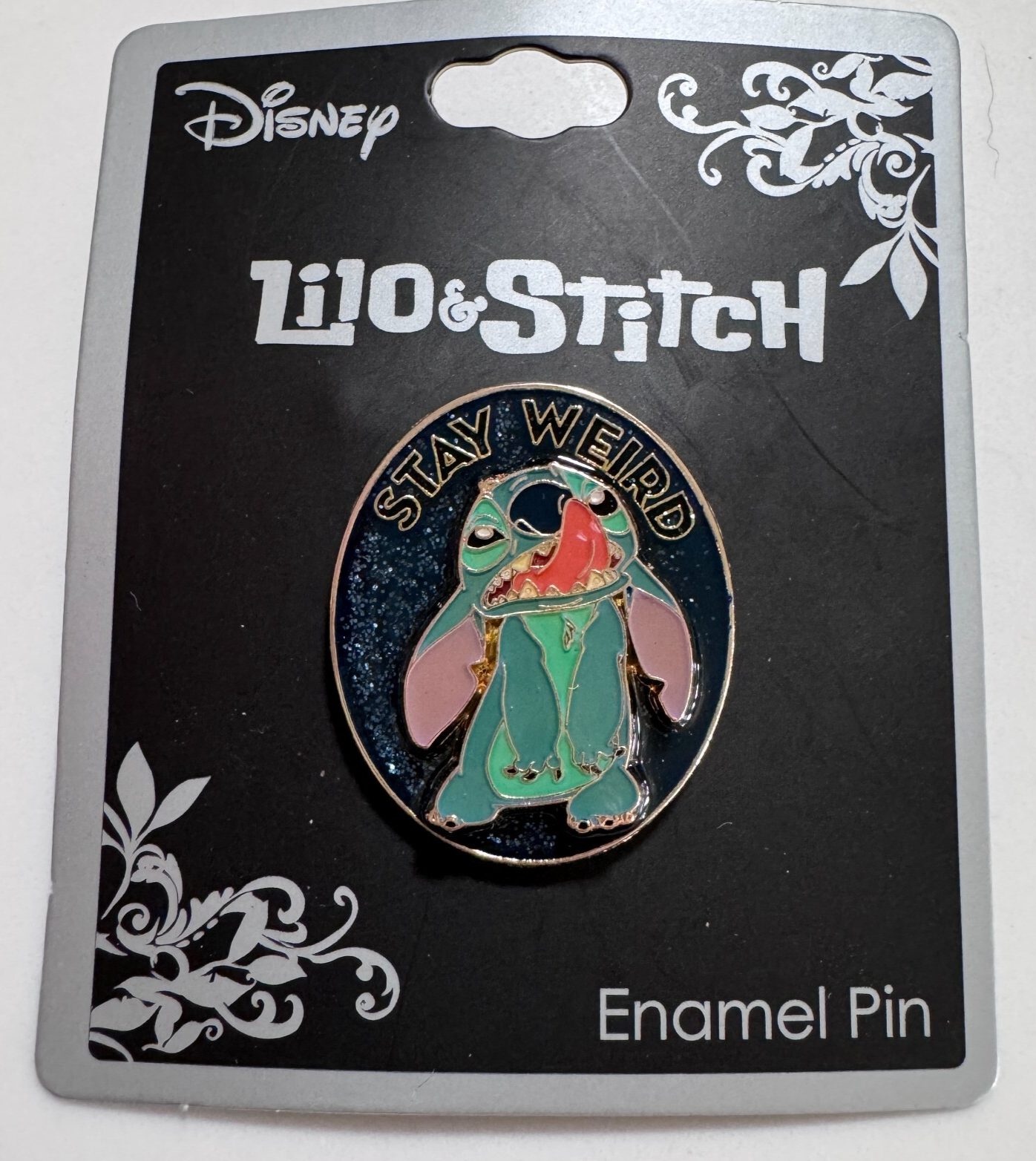 Disney Lilo Stitch Stay Weird 3D Enamel Glitter Pin - $29.69