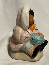 Eskimo Inuit Ceramic Child Eating Parka Mittens Made in Japan - $9.90