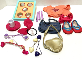 American Girl Accessories Shirt Shoes Purses Bow Ties Saucer Cup Game Lo... - $18.54