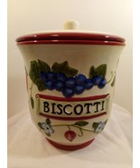 Vintage Nonni&#39;s Hand Painted Collectible Biscotti Jar/ Canister Fruit &amp; ... - £19.46 GBP
