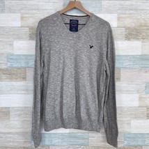 American Eagle Athletic Fit V Neck Sweater Gray Lightweight Casual Mens ... - $24.74