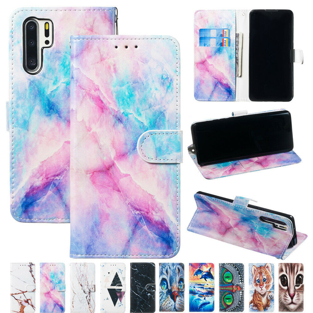 For Samsung A01 S20+ A51 A71 Note 10+ Patterned Magnetic Leather Wallet Cover - £43.71 GBP